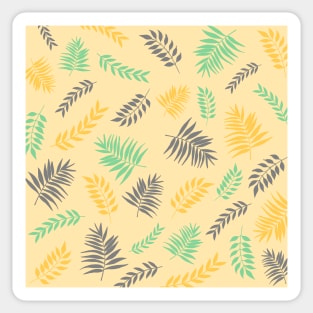 Abstract Leaves Pattern In Grey, Yellow And Green Sticker